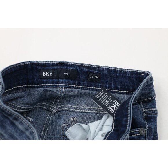 Buckle BKE Mens 28x34 Faded Thick Stitch Stretch Jake Bootcut Denim Jeans Blue - Picture 8 of 14